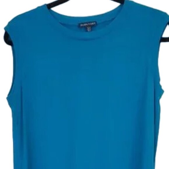 Eileen Fisher Turquoise Midi Sheath Dress Viscose/Spandex Sleeveless Size XS - Picture 2 of 4